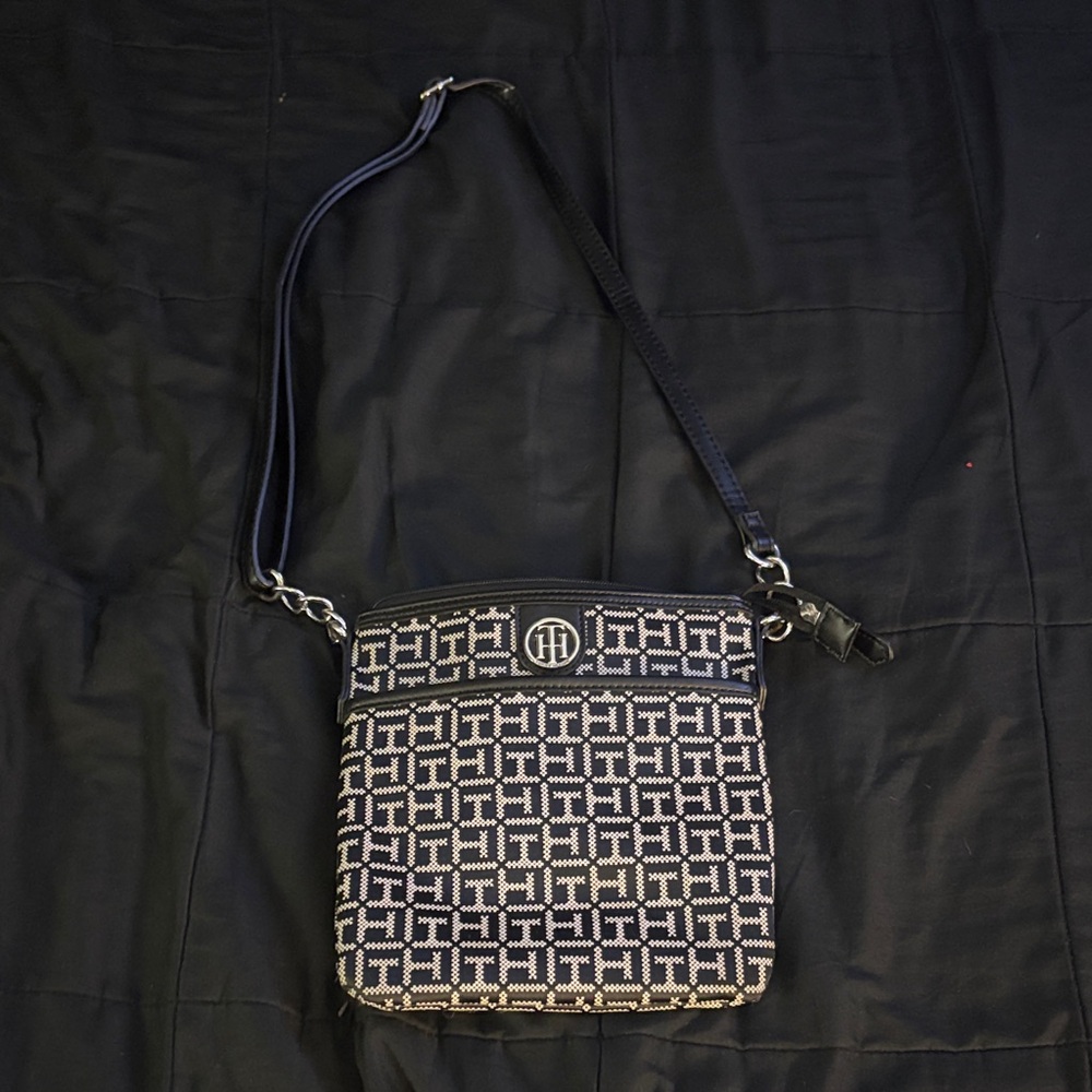 Tommy Hilfiger Navy and Cream Crossbody Bag
